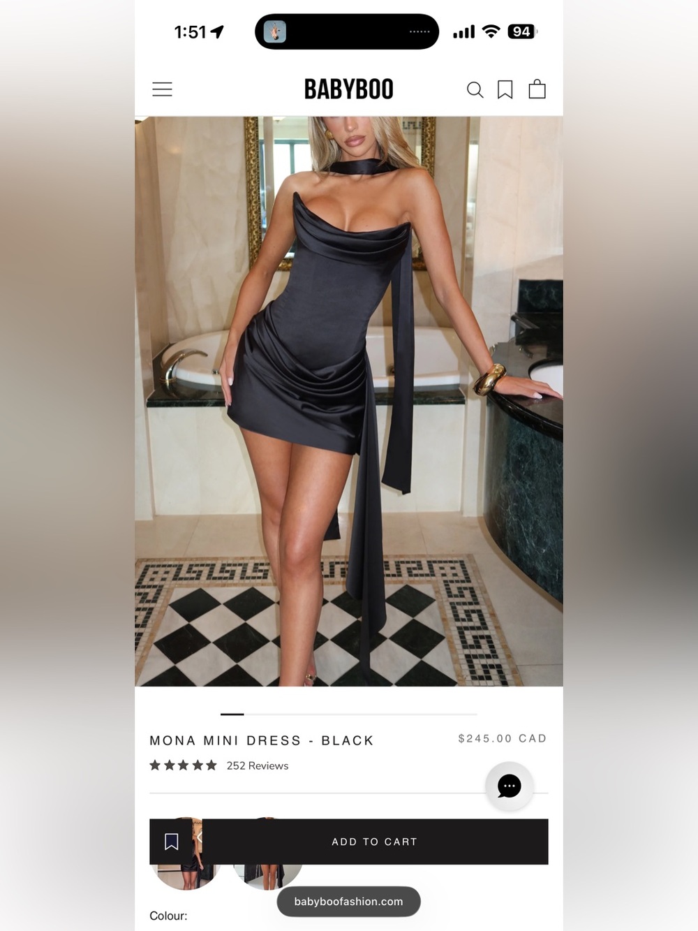 BABYBOO Mona Black Satin Mini Dress